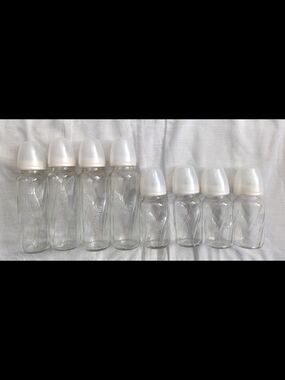 Set of 8 Clear Glass Baby Bottles - Multipack - Evenflo Brand - 8oz And 4oz